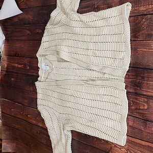 Womens Cream/Light Beige Open front bolero